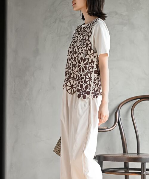 rps（アールピーエス）の「配色レースベスト（ベスト・レディース・ブラック/ネイビー/ブラウン・フリー）」の5枚目の写真