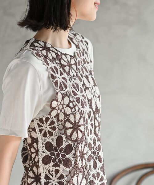 rps（アールピーエス）の「配色レースベスト（ベスト・レディース・ブラック/ネイビー/ブラウン・フリー）」の9枚目の写真