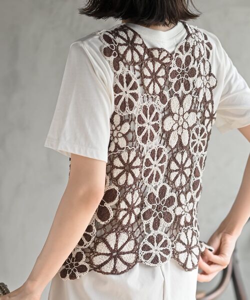 rps（アールピーエス）の「配色レースベスト（ベスト・レディース・ブラック/ネイビー/ブラウン・フリー）」の10枚目の写真