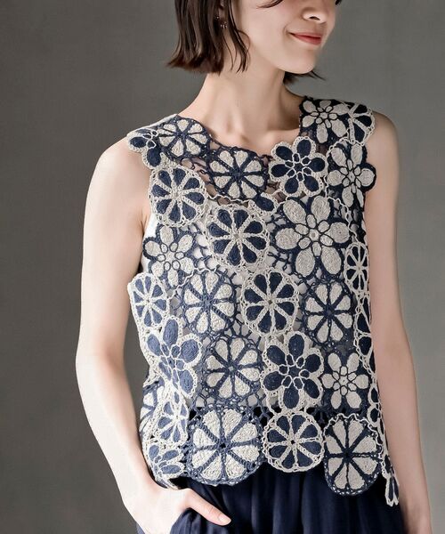 rps（アールピーエス）の「配色レースベスト（ベスト・レディース・ブラック/ネイビー/ブラウン・フリー）」の16枚目の写真