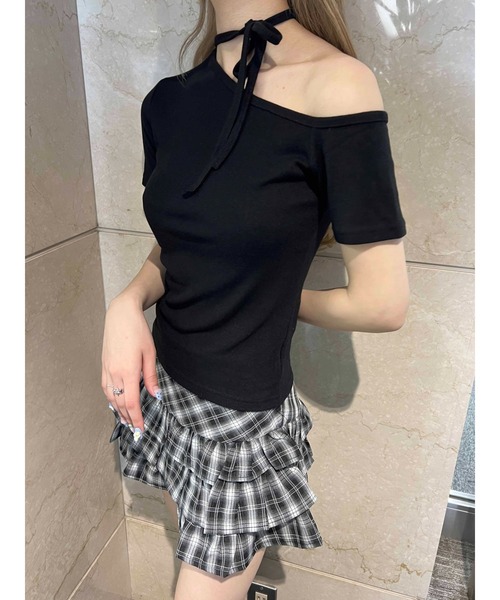 PHILLY（フィリー）の「【PHILLY】チョーカーセットデザインワンショルT（Tシャツ/カットソー・レディース・ブラック/ピンク/ホワイト・FREE）」の13枚目の写真