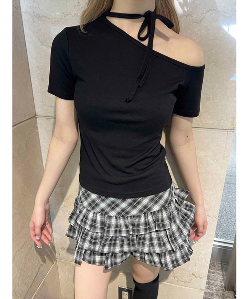 PHILLY（フィリー）の「【PHILLY】チョーカーセットデザインワンショルT（Tシャツ/カットソー・レディース・ブラック/ピンク/ホワイト・FREE）」の14枚目の写真