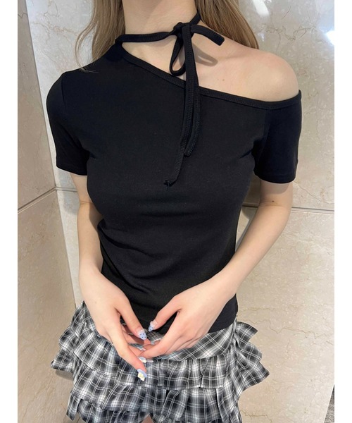 PHILLY（フィリー）の「【PHILLY】チョーカーセットデザインワンショルT（Tシャツ/カットソー・レディース・ブラック/ピンク/ホワイト・FREE）」の15枚目の写真