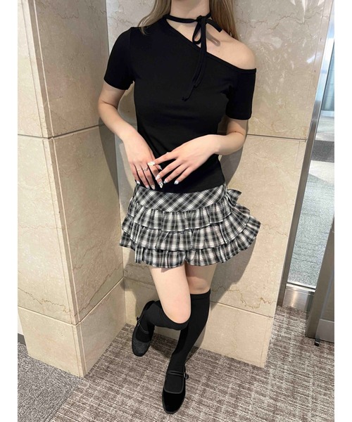 PHILLY（フィリー）の「【PHILLY】チョーカーセットデザインワンショルT（Tシャツ/カットソー・レディース・ブラック/ピンク/ホワイト・FREE）」の16枚目の写真