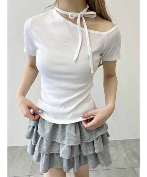 PHILLY（フィリー）の「【PHILLY】チョーカーセットデザインワンショルT（Tシャツ/カットソー・レディース・ブラック/ピンク/ホワイト・FREE）」の6枚目の写真