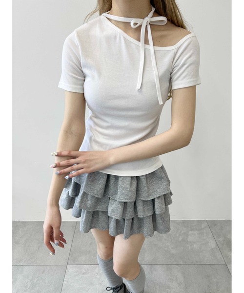 PHILLY（フィリー）の「【PHILLY】チョーカーセットデザインワンショルT（Tシャツ/カットソー・レディース・ブラック/ピンク/ホワイト・FREE）」の7枚目の写真