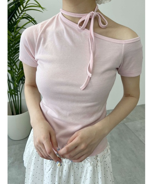 PHILLY（フィリー）の「【PHILLY】チョーカーセットデザインワンショルT（Tシャツ/カットソー・レディース・ブラック/ピンク/ホワイト・FREE）」の18枚目の写真