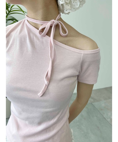 PHILLY（フィリー）の「【PHILLY】チョーカーセットデザインワンショルT（Tシャツ/カットソー・レディース・ブラック/ピンク/ホワイト・FREE）」の19枚目の写真