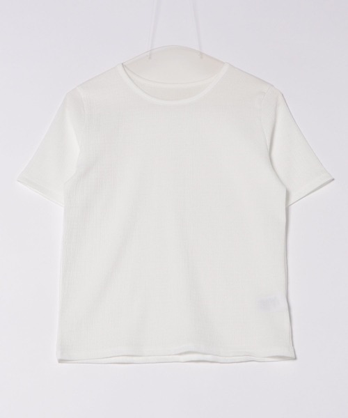 TRIANGLE PALETTE（トライアングルパレット）の「光沢凸凹 半袖トップス/ショートスリーブトップス（Tシャツ/カットソー・レディース・ブラック/ホワイト/ブルー・FREE）」の4枚目の写真