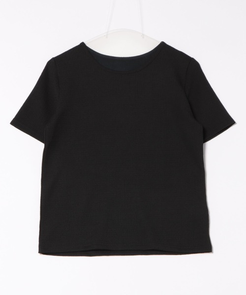 TRIANGLE PALETTE（トライアングルパレット）の「光沢凸凹 半袖トップス/ショートスリーブトップス（Tシャツ/カットソー・レディース・ブラック/ホワイト/ブルー・FREE）」の5枚目の写真