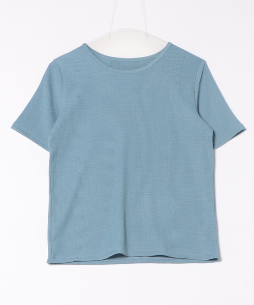 TRIANGLE PALETTE（トライアングルパレット）の「光沢凸凹 半袖トップス/ショートスリーブトップス（Tシャツ/カットソー・レディース・ブラック/ホワイト/ブルー・FREE）」の6枚目の写真