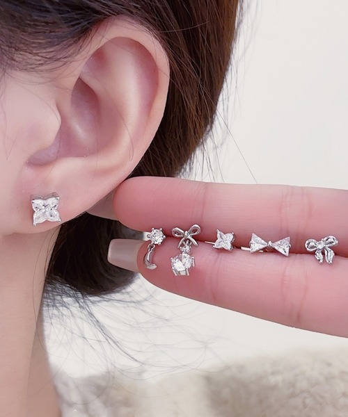 片耳用ピアス ストーンデザイン セール】/【片耳ピアス】ラインストーンデザインバーベルピアス