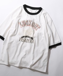 Raglan Sleeve & Ringer Print T-shirt/オーバーサイズ ヴィンテージライク ラグランスリーブ リンガーTシャツ 半袖Tシャツ レディース メンズ