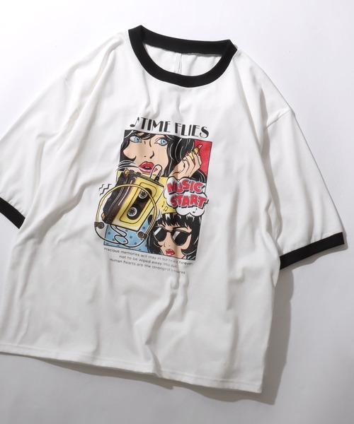 SITRY(シトリー)の「Raglan Sleeve & Ringer Print T-shirt/オーバーサイズ ヴィンテージライク ラグランスリーブ リンガーTシャツ 半袖Tシャツ レディース メンズ(Tシャツ/カットソー・メンズ・ホワイト系その他3/ブラック/ホワイト/レッド系その他4/レッド系その他7/レッド系その他6/ホワイト系その他6/ホワイト系その他5/グリーン系その他2/ホワイト系その他7/レッド系その他3/レッド系その他2/レッド系その他5/レッド/ネイビー/ホワイト系その他/グリーン/グリーン系その他/グレー系その他/レッド系その他/ブルー系その他/ホワイト系その他2/チャコール/ホワイト系その他4・L/M/XL)」の4枚目の写真