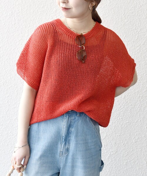 SHIPS any:〈手洗い可能〉ギマ ワイド フレンチ シアー ニット プル