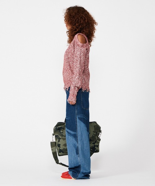 BEEDEN(ビーデン)の「MIX YARN HOLE DESIGN TOPS(Tシャツ/カットソー・レディース・レッド/ブラック・FREE)」の17枚目の写真