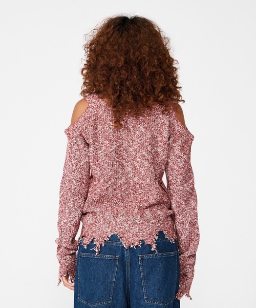 BEEDEN(ビーデン)の「MIX YARN HOLE DESIGN TOPS(Tシャツ/カットソー・レディース・レッド/ブラック・FREE)」の18枚目の写真