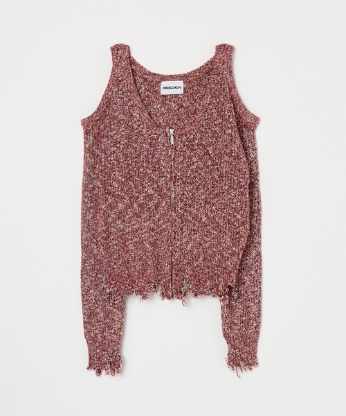 BEEDEN(ビーデン)の「MIX YARN HOLE DESIGN TOPS(Tシャツ/カットソー・レディース・レッド/ブラック・FREE)」の20枚目の写真