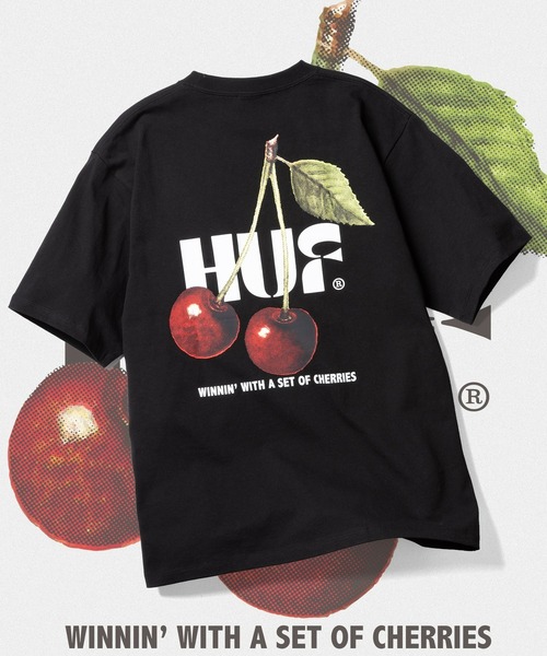 HUF（ハフ）の「SET OF CHERRIES TEE（Tシャツ/カットソー・メンズ・ブラック/ナチュラル・S/M/L/XL/XXL）」の2枚目の写真