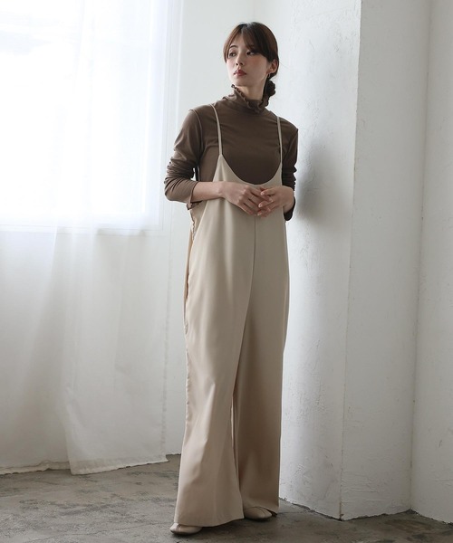 No Rule No Line（ノール－ルノーライン）の「エアリードレープ キャミソールオールインワン サロペット（つなぎ/オールインワン・レディース・ベージュ/グレー/ブラック・FREE）」の3枚目の写真