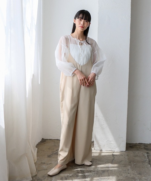 No Rule No Line（ノール－ルノーライン）の「エアリードレープ キャミソールオールインワン サロペット（つなぎ/オールインワン・レディース・ベージュ/グレー/ブラック・FREE）」の8枚目の写真