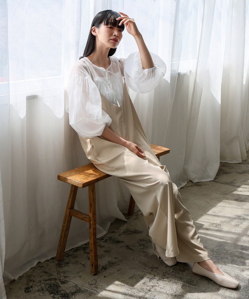 No Rule No Line（ノール－ルノーライン）の「エアリードレープ キャミソールオールインワン サロペット（つなぎ/オールインワン・レディース・ベージュ/グレー/ブラック・FREE）」の21枚目の写真