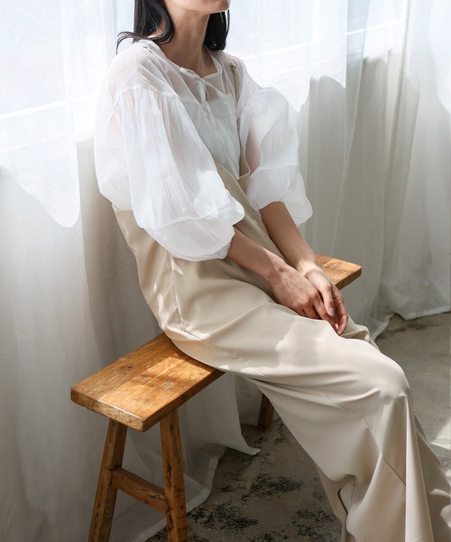 No Rule No Line（ノール－ルノーライン）の「エアリードレープ キャミソールオールインワン サロペット（つなぎ/オールインワン・レディース・ベージュ/グレー/ブラック・FREE）」の7枚目の写真