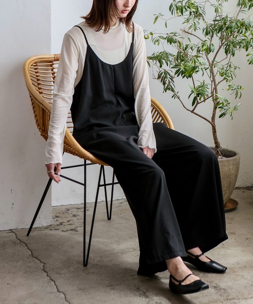 No Rule No Line（ノール－ルノーライン）の「エアリードレープ キャミソールオールインワン サロペット（つなぎ/オールインワン・レディース・ベージュ/グレー/ブラック・FREE）」の4枚目の写真