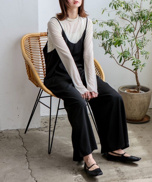 No Rule No Line（ノール－ルノーライン）の「エアリードレープ キャミソールオールインワン サロペット（つなぎ/オールインワン・レディース・ベージュ/グレー/ブラック・FREE）」の5枚目の写真