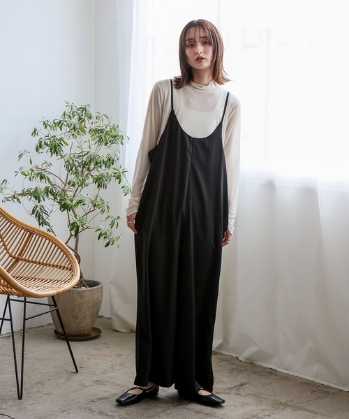 No Rule No Line（ノール－ルノーライン）の「エアリードレープ キャミソールオールインワン サロペット（つなぎ/オールインワン・レディース・ベージュ/グレー/ブラック・FREE）」の6枚目の写真