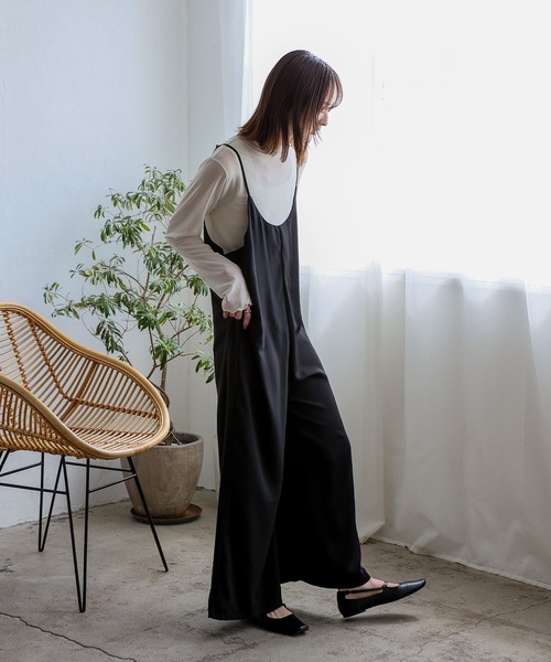 No Rule No Line（ノール－ルノーライン）の「エアリードレープ キャミソールオールインワン サロペット（つなぎ/オールインワン・レディース・ベージュ/グレー/ブラック・FREE）」の18枚目の写真