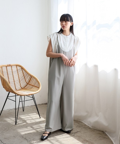 No Rule No Line（ノール－ルノーライン）の「エアリードレープ キャミソールオールインワン サロペット（つなぎ/オールインワン・レディース・ベージュ/グレー/ブラック・FREE）」の9枚目の写真