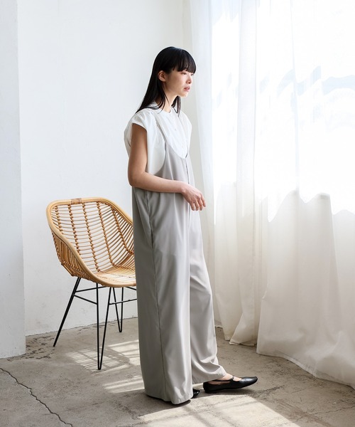 No Rule No Line（ノール－ルノーライン）の「エアリードレープ キャミソールオールインワン サロペット（つなぎ/オールインワン・レディース・ベージュ/グレー/ブラック・FREE）」の10枚目の写真