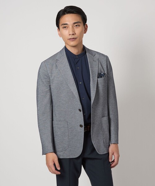 green label relaxing（グリーンレーベルリラクシング）の「ポリエステル ジャージ カノコ 2B ジャケット -ウォッシャブル・ストレッチ・吸水速乾-（テーラードジャケット・メンズ・グレー系/ブラウン系/ロイヤルブルー/ネイビー・M/L/XL/XS/S）」の4枚目の写真