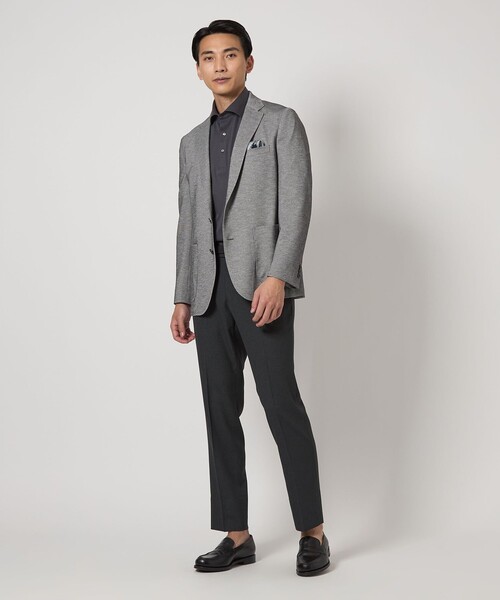 green label relaxing（グリーンレーベルリラクシング）の「ポリエステル ジャージ カノコ 2B ジャケット -ウォッシャブル・ストレッチ・吸水速乾-（テーラードジャケット・メンズ・グレー系/ブラウン系/ロイヤルブルー/ネイビー・M/L/XL/XS/S）」の5枚目の写真