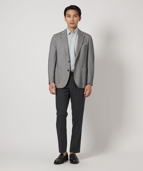 green label relaxing（グリーンレーベルリラクシング）の「ポリエステル ジャージ カノコ 2B ジャケット -ウォッシャブル・ストレッチ・吸水速乾-（テーラードジャケット・メンズ・グレー系/ブラウン系/ロイヤルブルー/ネイビー・M/L/XL/XS/S）」の6枚目の写真