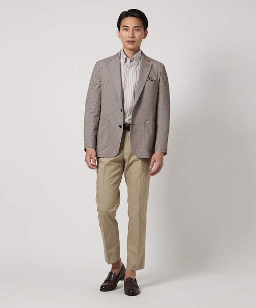 green label relaxing（グリーンレーベルリラクシング）の「ポリエステル ジャージ カノコ 2B ジャケット -ウォッシャブル・ストレッチ・吸水速乾-（テーラードジャケット・メンズ・グレー系/ブラウン系/ロイヤルブルー/ネイビー・M/L/XL/XS/S）」の7枚目の写真