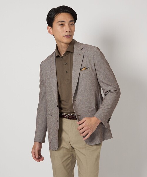 green label relaxing（グリーンレーベルリラクシング）の「ポリエステル ジャージ カノコ 2B ジャケット -ウォッシャブル・ストレッチ・吸水速乾-（テーラードジャケット・メンズ・グレー系/ブラウン系/ロイヤルブルー/ネイビー・M/L/XL/XS/S）」の8枚目の写真