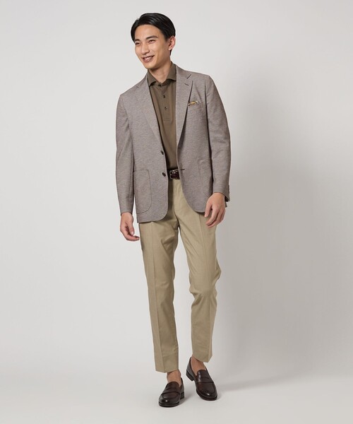 green label relaxing（グリーンレーベルリラクシング）の「ポリエステル ジャージ カノコ 2B ジャケット -ウォッシャブル・ストレッチ・吸水速乾-（テーラードジャケット・メンズ・グレー系/ブラウン系/ロイヤルブルー/ネイビー・M/L/XL/XS/S）」の9枚目の写真