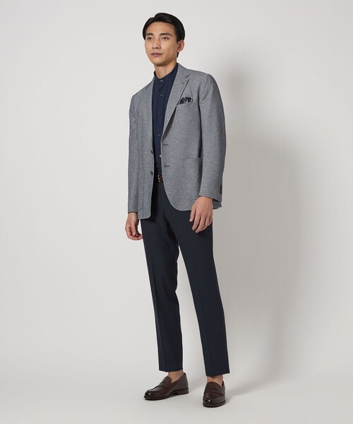 green label relaxing（グリーンレーベルリラクシング）の「ポリエステル ジャージ カノコ 2B ジャケット -ウォッシャブル・ストレッチ・吸水速乾-（テーラードジャケット・メンズ・グレー系/ブラウン系/ロイヤルブルー/ネイビー・M/L/XL/XS/S）」の10枚目の写真