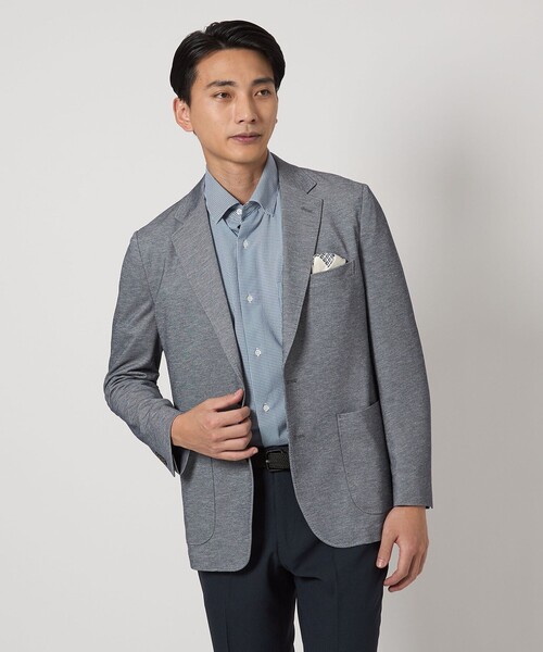 green label relaxing（グリーンレーベルリラクシング）の「ポリエステル ジャージ カノコ 2B ジャケット -ウォッシャブル・ストレッチ・吸水速乾-（テーラードジャケット・メンズ・グレー系/ブラウン系/ロイヤルブルー/ネイビー・M/L/XL/XS/S）」の11枚目の写真