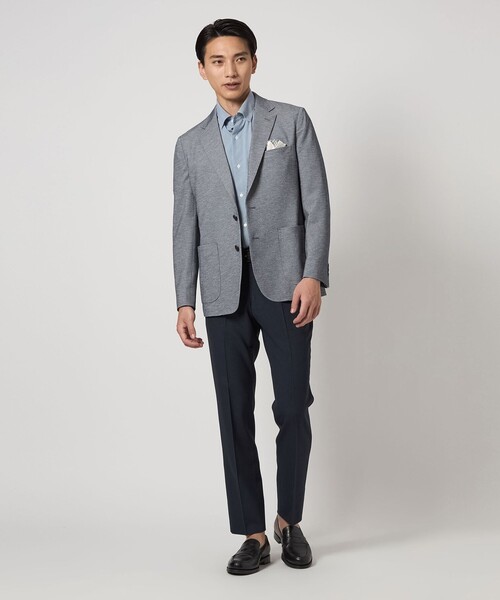 green label relaxing（グリーンレーベルリラクシング）の「ポリエステル ジャージ カノコ 2B ジャケット -ウォッシャブル・ストレッチ・吸水速乾-（テーラードジャケット・メンズ・グレー系/ブラウン系/ロイヤルブルー/ネイビー・M/L/XL/XS/S）」の12枚目の写真