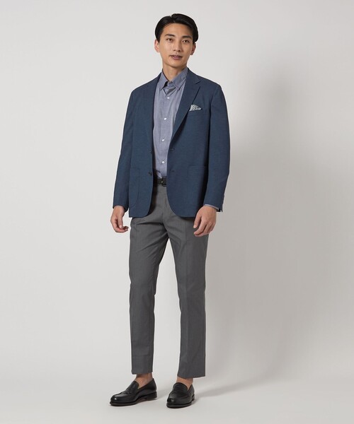 green label relaxing（グリーンレーベルリラクシング）の「ポリエステル ジャージ カノコ 2B ジャケット -ウォッシャブル・ストレッチ・吸水速乾-（テーラードジャケット・メンズ・グレー系/ブラウン系/ロイヤルブルー/ネイビー・M/L/XL/XS/S）」の13枚目の写真