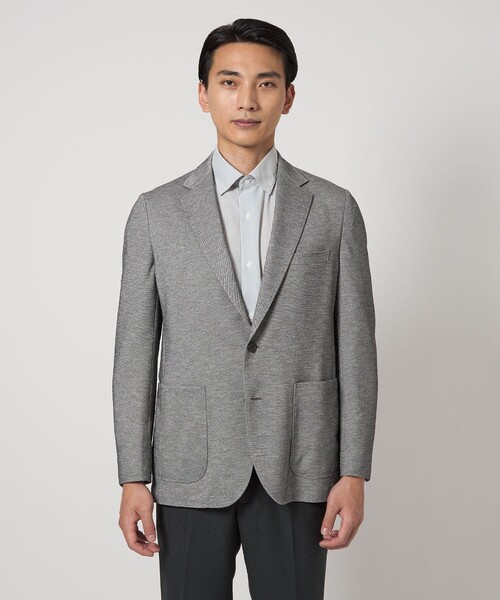 green label relaxing（グリーンレーベルリラクシング）の「ポリエステル ジャージ カノコ 2B ジャケット -ウォッシャブル・ストレッチ・吸水速乾-（テーラードジャケット・メンズ・グレー系/ブラウン系/ロイヤルブルー/ネイビー・M/L/XL/XS/S）」の14枚目の写真