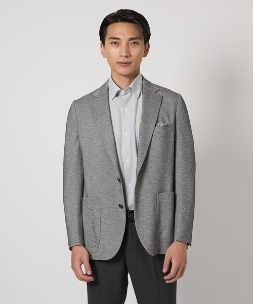 green label relaxing（グリーンレーベルリラクシング）の「ポリエステル ジャージ カノコ 2B ジャケット -ウォッシャブル・ストレッチ・吸水速乾-（テーラードジャケット・メンズ・グレー系/ブラウン系/ロイヤルブルー/ネイビー・M/L/XL/XS/S）」の17枚目の写真