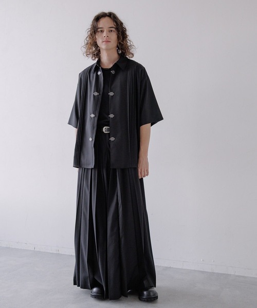 HARE（ハレ）の「【SET UP対応】YOSEプリーツメタルボタンシャツ(HARE)（シャツ/ブラウス・メンズ・ブラック/グレー系その他/グレー/レッド/ブラウン系その他・FREE）」の15枚目の写真