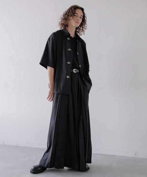 HARE（ハレ）の「【SET UP対応】YOSEプリーツメタルボタンシャツ(HARE)（シャツ/ブラウス・メンズ・ブラック/グレー系その他/グレー/レッド/ブラウン系その他・FREE）」の14枚目の写真