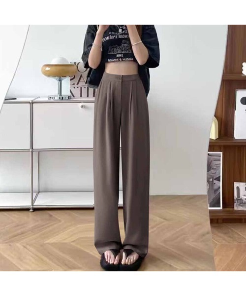 shoppinggo(ショッピングゴー)の「タックワイドパンツ スラックス(カーゴパンツ・レディース・ブラック/アイボリー系1/キャメル/ブラウン/アイボリー系/ブラック系その他/イエロー系その他/ブラウン系その他・M/L)」の4枚目の写真