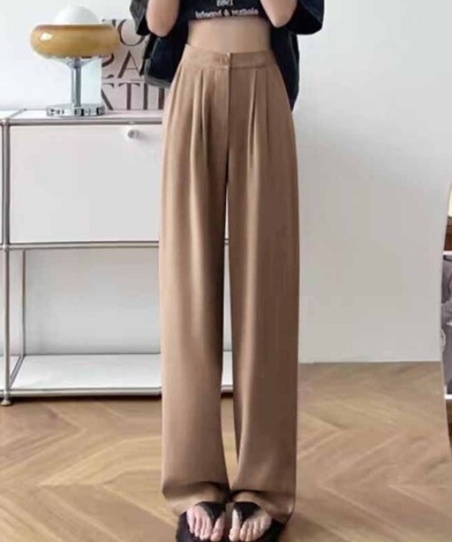 shoppinggo(ショッピングゴー)の「タックワイドパンツ スラックス(カーゴパンツ・レディース・ブラック/アイボリー系1/キャメル/ブラウン/アイボリー系/ブラック系その他/イエロー系その他/ブラウン系その他・M/L)」の7枚目の写真