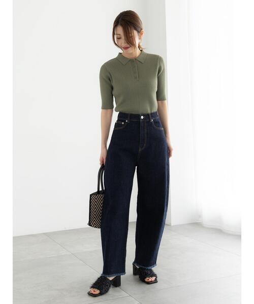 Te chichi（テチチ）の「スキッパーポロリブニット《2025summer catalog item》（ニット/セーター・レディース・グレー/カーキ/チャコールグレー・F）」の9枚目の写真